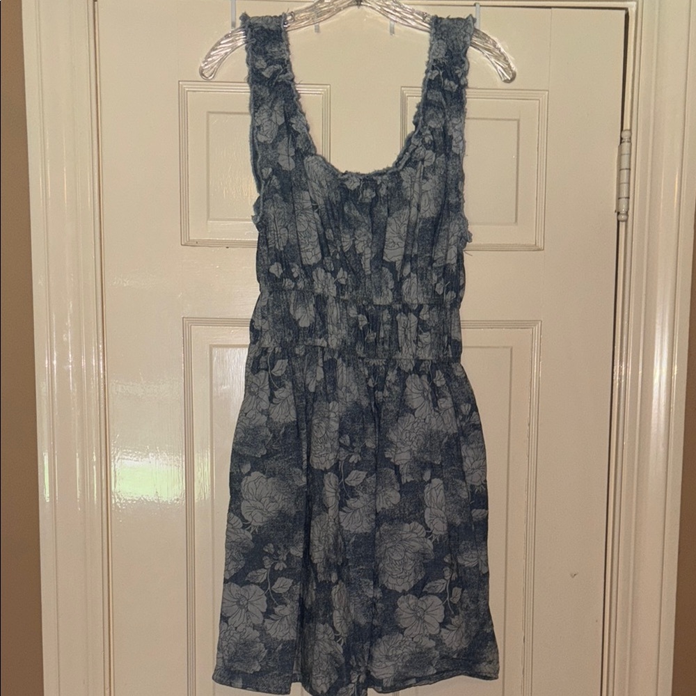 Floral Denim Sleeveless Dress